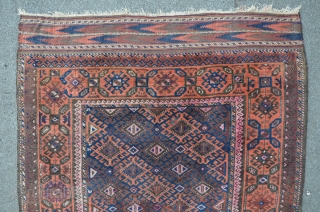 Baluch 238 x 125 cm, worn, but still loveable and ready to put on the floor.                 