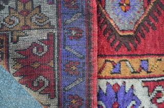 Central Anatolian Carpet with purple ground, 182 x 111 cm, corroded brown. A fascinating colorful piece.                 