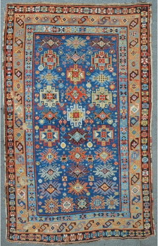 North east Caucasian carpet, original condition, clean, 234 x 140 cm, wide range of lovely colors.                 