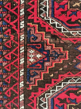Very fine Baluch with brilliant colors in nice condition. Symmetric knots, warp depression. 212 x 114 cm                