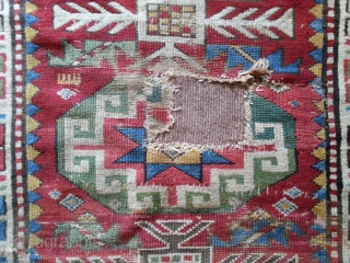 Kasak Fragment, one medaillon missing..parts sewed together. 121 x 169 cm                      