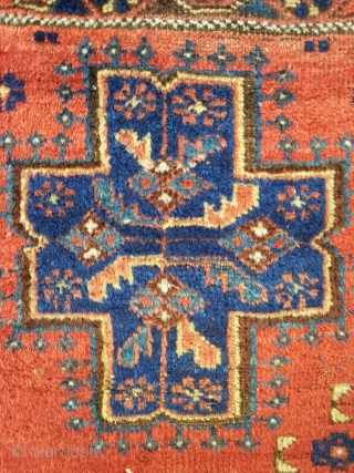 Afshar with beautyful apricot and lightblue color, 139 x 170 cm. some small holes and moth damages. 19th c.              