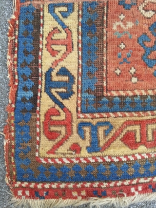 Fachralo Prayer rug. 100 x 157 cm, second half 19th. A damaged beauty in as found condition.                