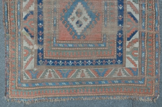 Antique Kasak with green, rosa ground compartments, 221 x 124 cm                      
