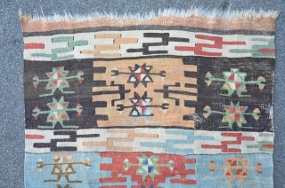 Anatolian Kilim, 307 x 73 cm, brilliant colors, ca.200 years old.                      