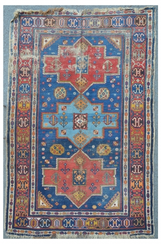 Caucasian Carpet from the Kuba region, rare beautiful design, 205 x 131 cm                    