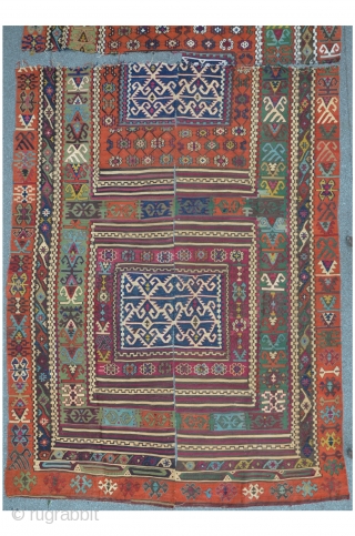 Reyhanli Kilim, four fragmented pieces, 410 x 167 cm, fantastic colors and very fine wool quality                 