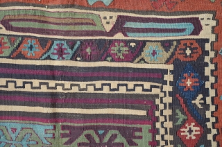 Reyhanli Kilim, four fragmented pieces, 410 x 167 cm, fantastic colors and very fine wool quality                 