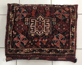 Khamse bagface. Early 20th c. Made into cushion but in good condition. 63cm x 56cm                  