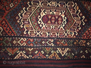 19th century Sinanli single kilim heybe fragment woven by a sub-tribe of Drejan in the Malatya region, one of the ancient tribal villages now under the Karajaya dam. Very fine, light weave  ...