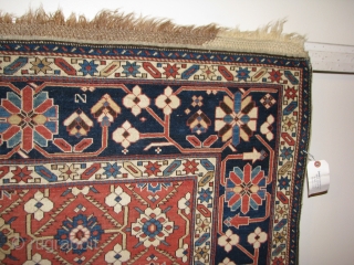 19th century mina khani Kuba rug in remarkable condition. 62"x50". Velvety pile, down to corduroy to a few lines of top of the knot in some places. No restorations or paint. Great  ...