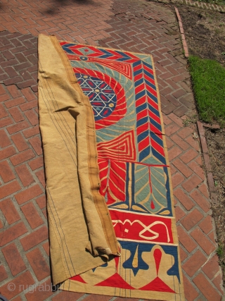 Huge inscribed antique Ottoman Egyptian tapestry appliqué panel. Approx  6ft x 10 ft                   