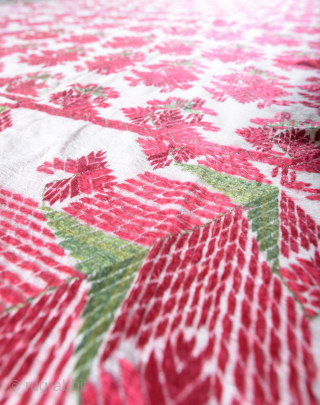 Antique Tirma Gagh Phulkari or Strawberry Phulkari in excellent condition and no stains at all. ! 52 x 94 inches.             