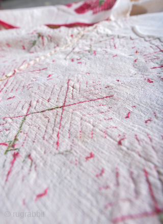 Antique Tirma Gagh Phulkari or Strawberry Phulkari in excellent condition and no stains at all. ! 52 x 94 inches.             