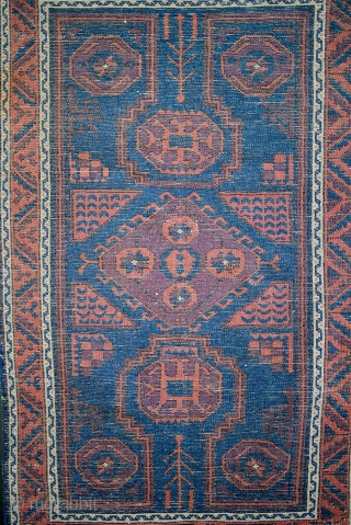 Antique Baluch with Bergama, Karachoff and Chinese influence. Great Purple                       