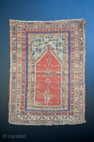 18th C. Ottoman Mudjur Prayer rug. 59 x 43 inches.                       