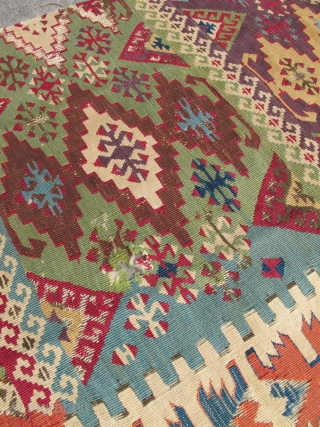 Antique Anatolian Konya? kilim runner. Paper-thin and very fine. Excellent natural colors.                     