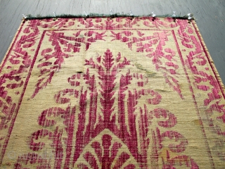 An early antique Bursa Yastik pillow rug cover. Extremely fine and delicate work - silk velvet. Size is 19 x 36 inches. 
          