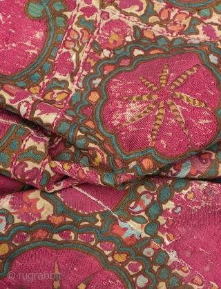 Antique 19th C. Uzbek Bukhara Suzani. Has silk loss as pictured.                      