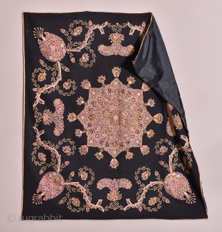 Antique Rescht or Rashti Duzi silk embroidery on felt. Caspian Azerbaijan
50 x 55 inches                   