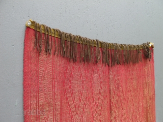 Antique Indonesian Gold Kain Limar Selandang Songket shawl. 20 x 77 inches                     