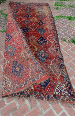 Spectacular Early 1800 Turkmen Ersari Beshir Carpet. Undocumented as far as I know. $1 NO RESERVE on eBay:
http://www.ebay.com/itm/NO-RES-SPECTACULAR-EARLY-1800s-TURKMEN-BESHIR-ERSARI-RUG-CARPET-MUSEUM-RUG-/311669850831?ssPageName=STRK:MESE:IT               