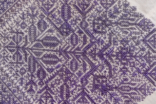 Antique fine Moroccan Fez purple silk embroidery 44 x 40 inches                      