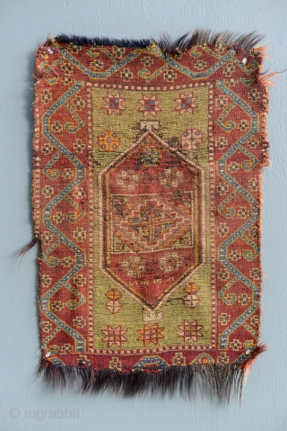 Antique Anatolian Yastik with unusual horse hair foundation                         