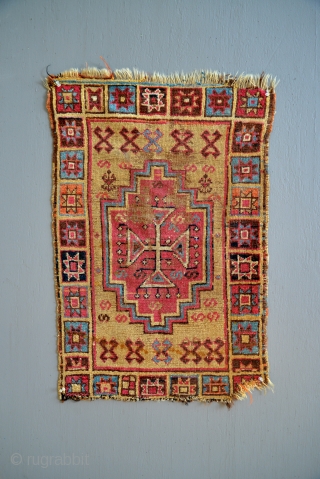 Very early Anatolian Armenian Yastik with fabulous colors.                         