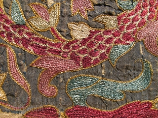Please help identify -- Mystery superfine dragon embroidery (fragments stitched together). Feels real old. I would appreciate any feedback. Thank you.            