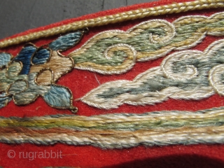 chinese or tibetan stork crane tapestry embroidery 25 x 10 inches                      