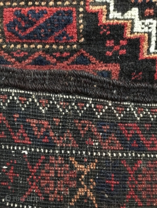 Salar Khani Baluch Rug.  Khorasan.  NE Persia.  Circa 1900.  


Excellent Condition.  Full pile.  Slight corrosion to chocolate brown field.  67x37.  5 colors.  Clean  ...