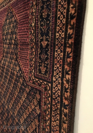 Dokthar-I-Ghazi Prayer Rug.  Afghanistan.  3rd Quarter 19th Century. Very fine weave, possible dowry piece.  Reds have turned to copper.  Excellent condition.  Full pile, soft kurk wool.   ...