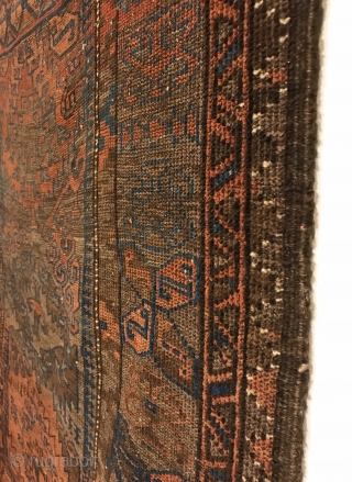Antique Baluch. Rare Herat Timuri - Northwest Afghanistan. A sampler records ancient tribal symbols woven into a rug. If not preserved for future generations, they can vanish. A fine ivory border and  ...