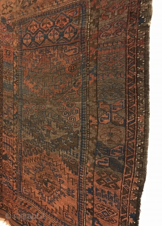 Antique Baluch. Rare Herat Timuri - Northwest Afghanistan. A sampler records ancient tribal symbols woven into a rug. If not preserved for future generations, they can vanish. A fine ivory border and  ...