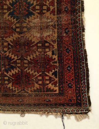 Antique Baluch Rug, Northeastern Iran.  Mid 19th Century.  Ashik design on camel field.  Nice wall art.  Great condition for age.  7 colors.  4’ 3” x 2’  ...