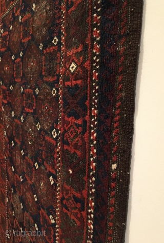 Antique Salar Khani Khorasan Baluch Rug.  Last Quarter 19th Century.  All over brown gul corrosion.  A true beauty of wall art.  Great condition for age.  4 cord  ...