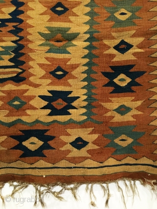 Antique Balkan Kilim. Oldest known Bakamsky or Garabalda design occurs on this type of Balkan Kilim. Woven in the vicinity of Chiprovtsy nw Bulgaria. Documented known design is 18th Century. Our early  ...