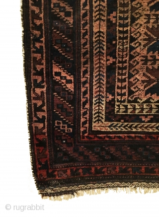 Antique Timuri Baluch Prayer Rug.  Last Quarter 19th Century.  Silk highlights in bird columns.  Possible dowry rug.  Very good condition considering age with great pile.  One small  ...