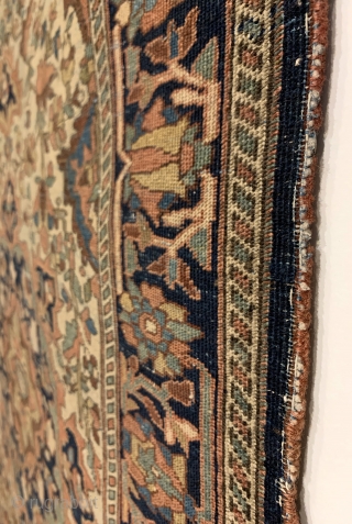 Antique Ferahan Sarouk Rug. Circa 1880. Short velvety pile and fineness of weave are hallmarks of this Persian Rug woven in the Ferahan Plain. 6 eight sided medallions radiate outward onto a  ...