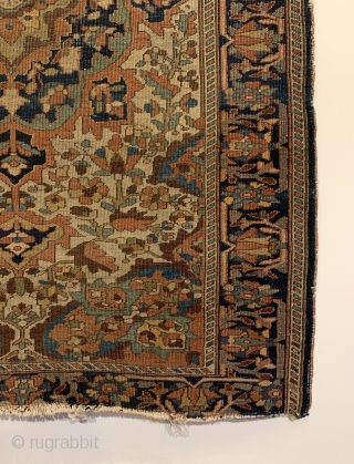 Antique Ferahan Sarouk Rug. Circa 1880. Short velvety pile and fineness of weave are hallmarks of this Persian Rug woven in the Ferahan Plain. 6 eight sided medallions radiate outward onto a  ...