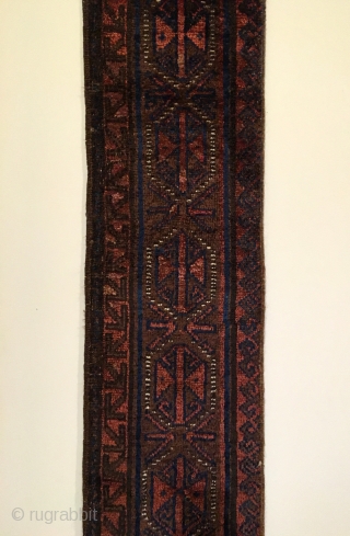 Antique 'Khan' Carpet Border Fragment. S.W. Afghanistan. Chakhansur. Late 19th Century. We can only imagine what the full carpet looked like. This complete main border fragment, end to end, now represents it.  ...