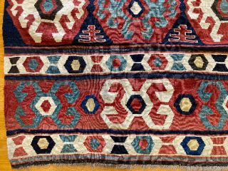 7’7” x 5’8” Antique 19th Century Caucasian Bordjalou Kazak Kilim [123]

Circa 1890, in excellent condition, this piece features five stunning vibrant colors. Given a museum quality hand wash before being stored and  ...
