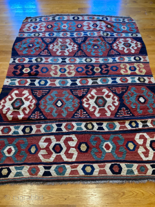 7’7” x 5’8” Antique 19th Century Caucasian Bordjalou Kazak Kilim [123]

Circa 1890, in excellent condition, this piece features five stunning vibrant colors. Given a museum quality hand wash before being stored and  ...