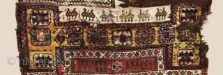 Antique Bakhtiari Saddle Bags. Last Quarter 19th century. Complete bags intact and all original. This could serve as a repository for many ancient tribal symbols. Saturated colors on piled areas. Excellent condition  ...