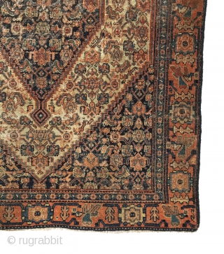 Antique Senneh Rug. 2nd Half 19th Century. Fine weave with even wear. Old resevlaged edges.  10 colors. 2’10 x 3’8. Delicately hand washed.         