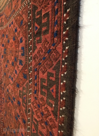 Chakhansur Baluch Rug.  Circa Antique.  Four sides original, no repairs.  4 colors.  63 x 37.  Clean and hand washed.         