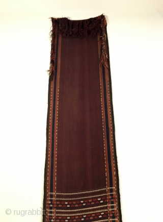 Yomud Flatweave Sumac Tent Band.  Central Asia, Turkmenistan.  Late 19th Century.  Rare purple-brown field.  Mint Condition.  7 colors.  42ft x 1ft 8in.  Clean and hand  ...