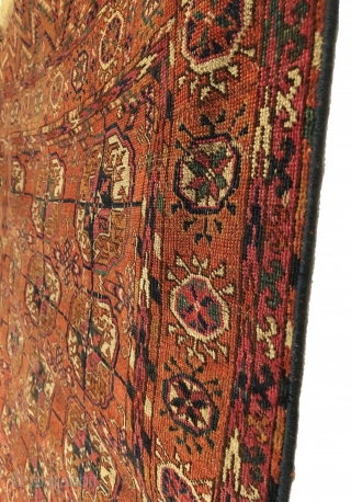 Antique Tekke Small (Wedding) Rug. Last Quarter 19th Century. Chemche Secondary Gols.  Deep green. Great Condition for age. Older than most. 7 colors. 3’2 x 3’9. Carefully hand washed.   