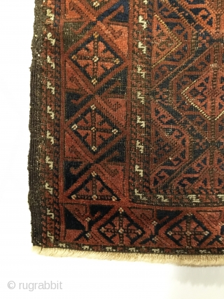 Baluch Timuri rug, Sangtshuli.  Last Quarter 19th Century.  Great condition for its age.  4 colors.  60 x 33.  Clean and hand washed.      